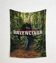 Balenciaga Jungle Forest Black Hoodie Editorial Flannel Sofa Throw Blanket BA238